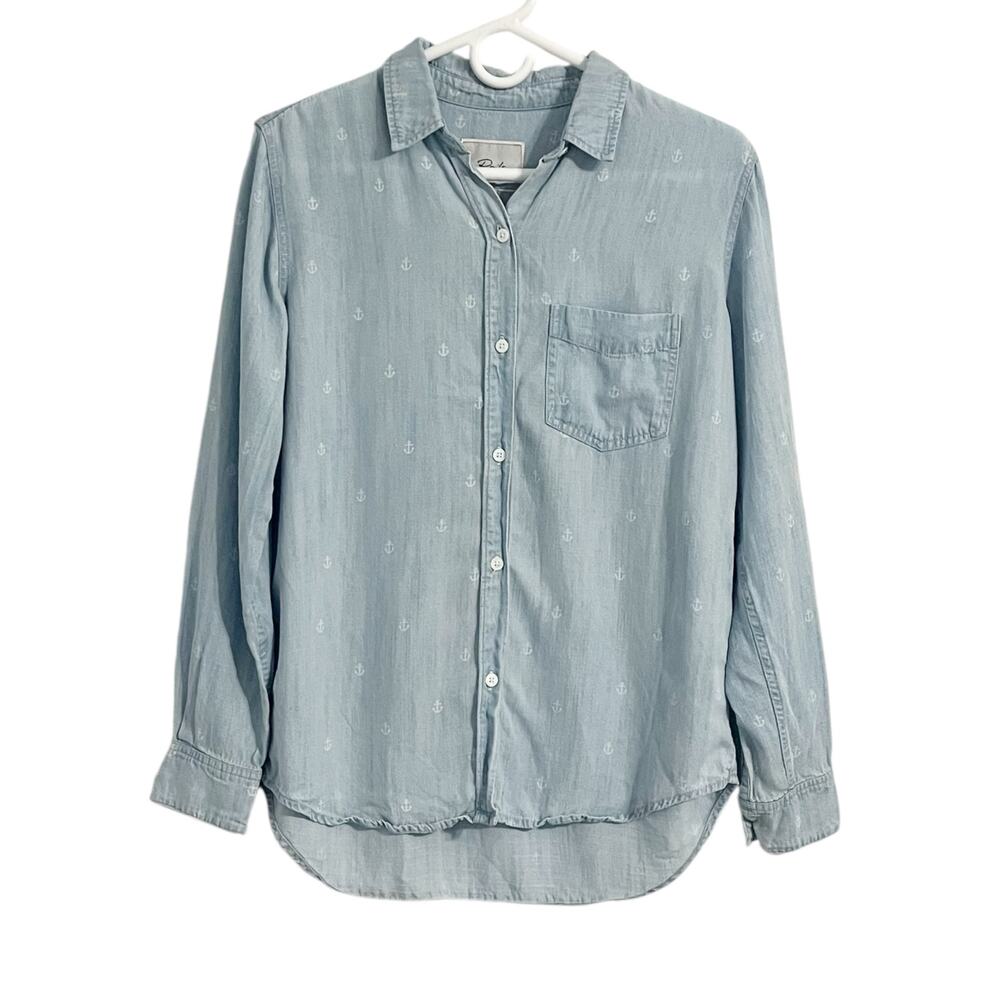 Rails Ingrid Anchors Chambray Button Front Shirt Size Small